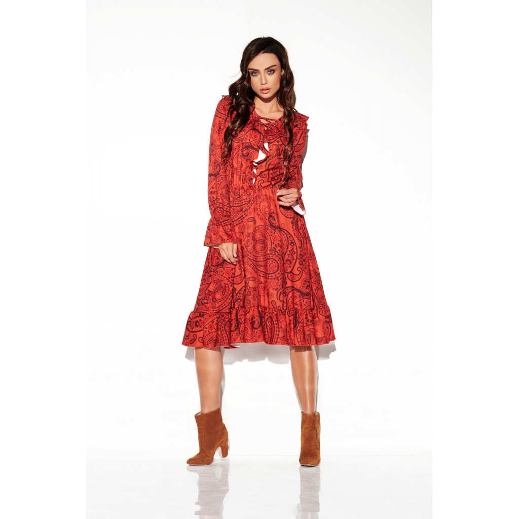 Sukienka ze sznurowanym dekoltem wzory LG505