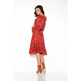 Sukienka ze sznurowanym dekoltem wzory LG505