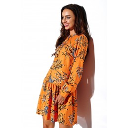 Koszulowa sukienka z falbaną i guziczkami L311