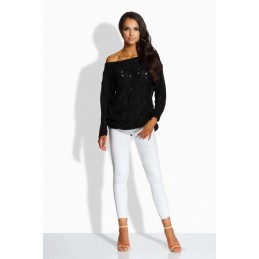 LS191 Kobiecy sweter z uroczymi dziurkami