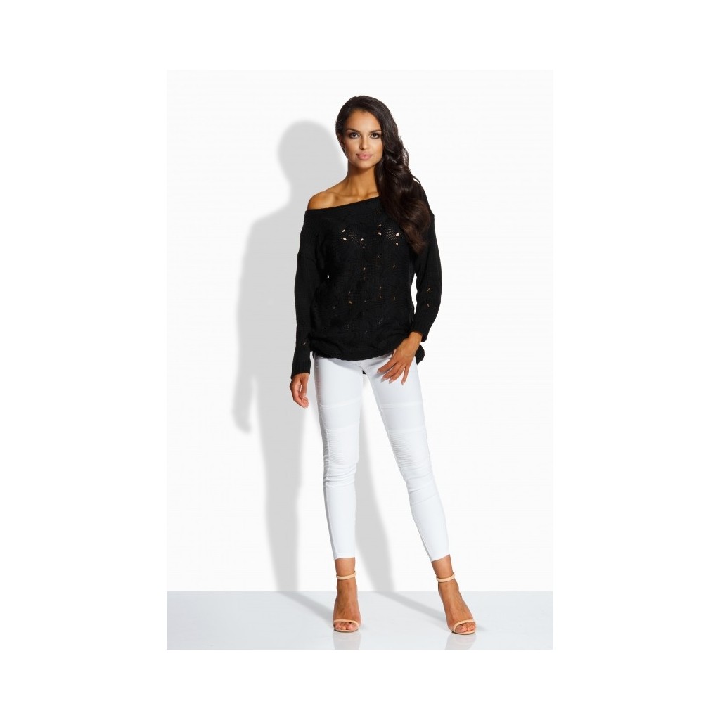 LS191 Kobiecy sweter z uroczymi dziurkami