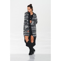 Kardigan z kapturem w kolorowe paski LSG103