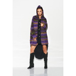 Kardigan z kapturem w kolorowe paski LSG103
