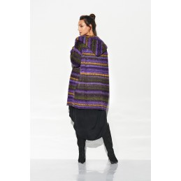 Kardigan z kapturem w kolorowe paski LSG103