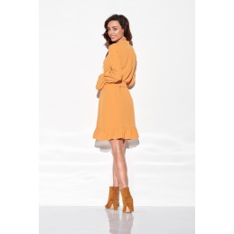 Sukienka z falbanką i wiązaniem przy szyi kolor L 317