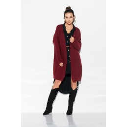 Kardigan oversizowy z frędzlami na plecach LSG115