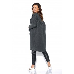 Kardigan z pomponami i kapturem LS269