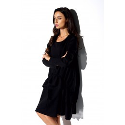 Prosta sukienka z długim rękawem i marszczeniem LN114