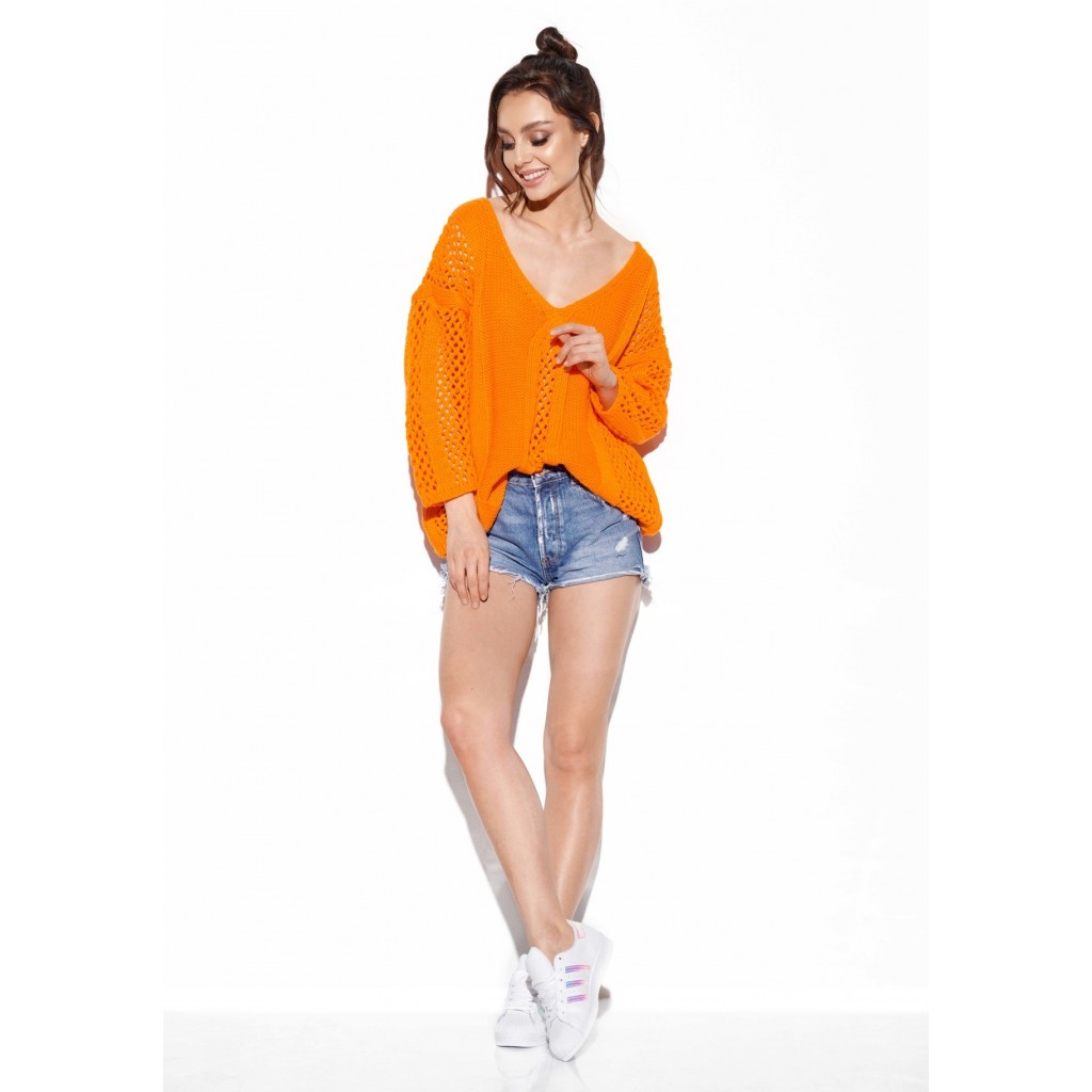 Ażurowy sweter z wiązaniem na plecach LS281