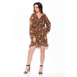 Szyfonowa sukienka z jedwabiem i falbankami wzór LG517