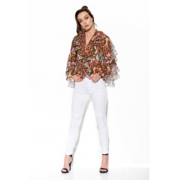 Szyfonowa koszula z jedwabiem i falbanami wzór LG519