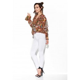 Szyfonowa koszula z jedwabiem i falbanami wzór LG519