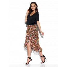 Spódnica z jedwabiem,  krótszym przodem i falbaną LG521