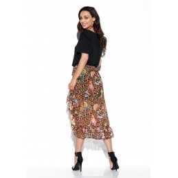 Spódnica z jedwabiem,  krótszym przodem i falbaną LG521