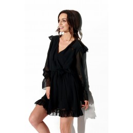 Szyfonowa sukienka z jedwabiem i kopertowym dekoltem kolor L324