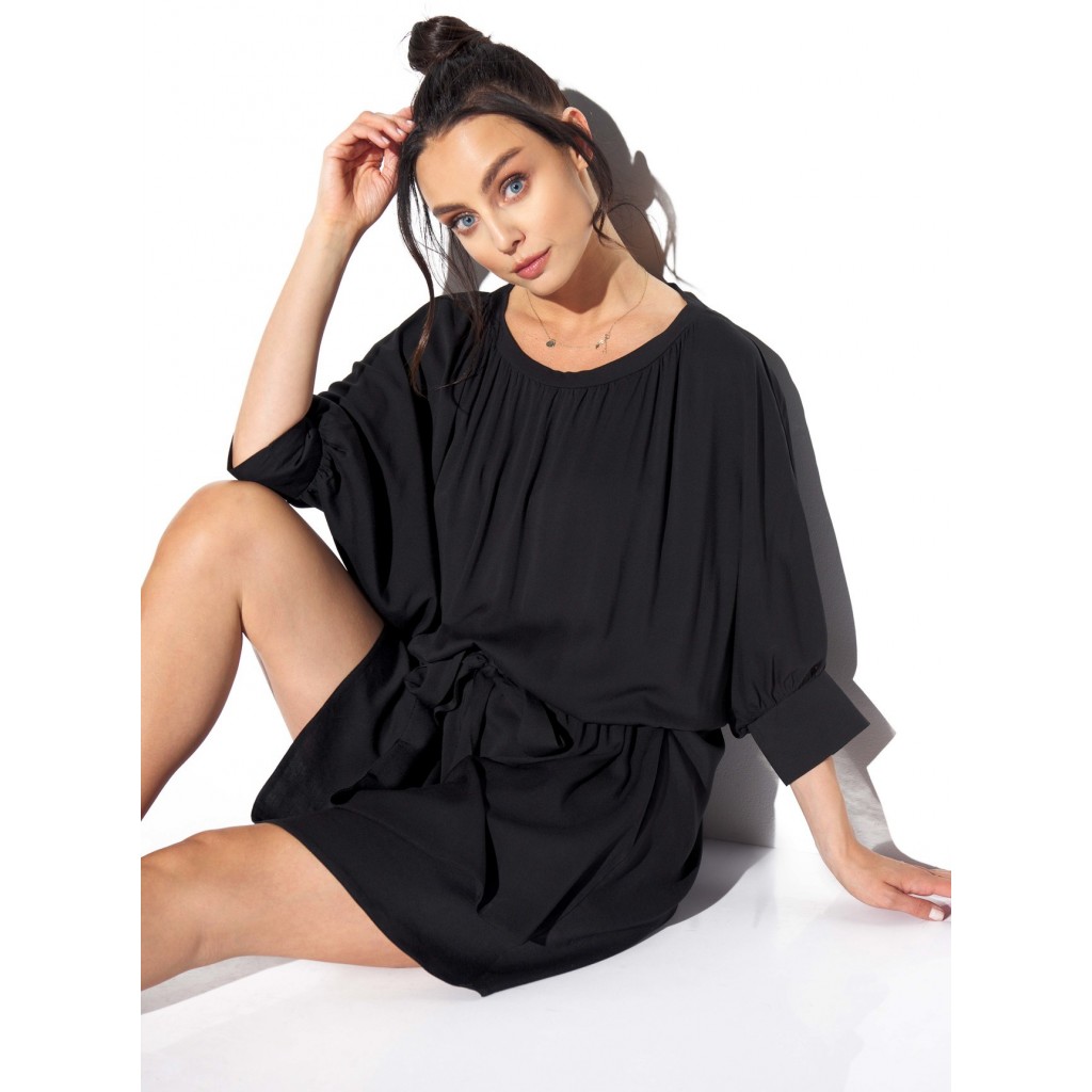 Klasyczna, zwiewna sukienka z wiązaniem w pasie L325