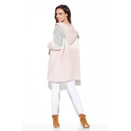 Trójkolorowy kardigan z kapturem LS288