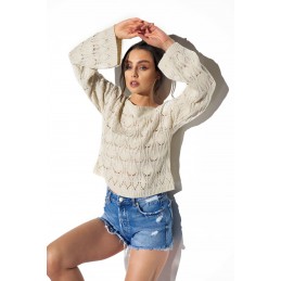 Ażurowy sweter z rozszerzanym rękawem LS291