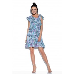 Sukienka z falbaną wiązana na jedno ramię wzór LG546