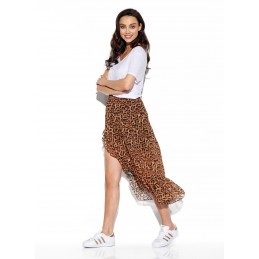 Długa spódnica z falbaną i jedwabiem LG542