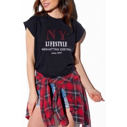 T-shirt z haftem NY Lifestyle LG528