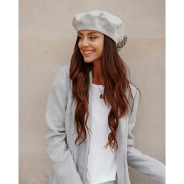 Beret damski z tiulową kokardką z tyłu LGK114