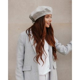 Beret damski z tiulową kokardką z tyłu LGK114