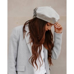 Beret damski z tiulową kokardką z tyłu LGK114