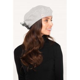 Beret damski z tiulową kokardką z tyłu LGK114