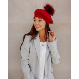 Beret damski z pomponem LGK120