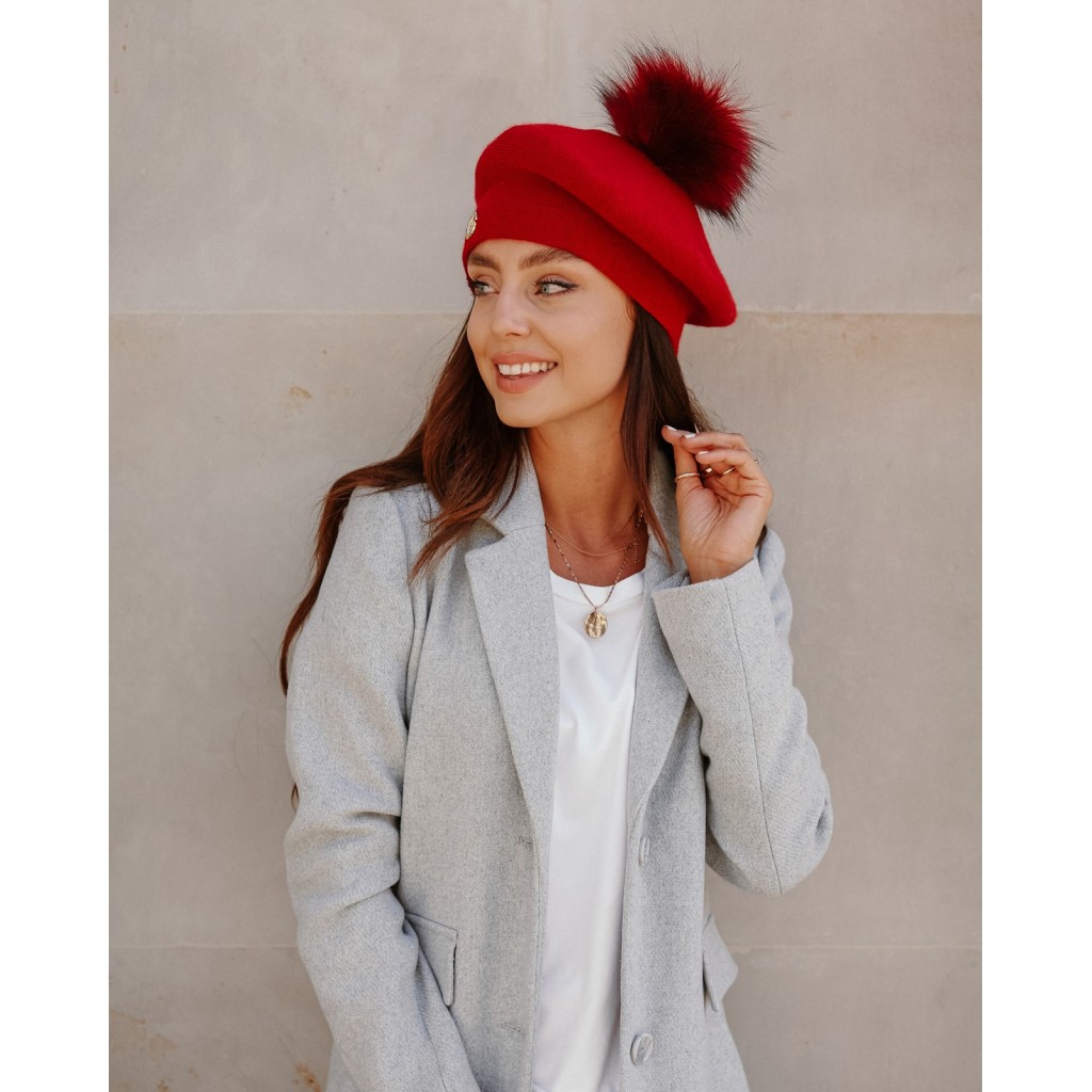 Beret damski z pomponem LGK120