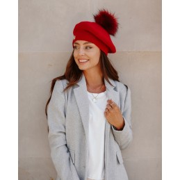 Beret damski z pomponem LGK120