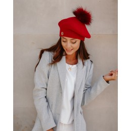 Beret damski z pomponem LGK120