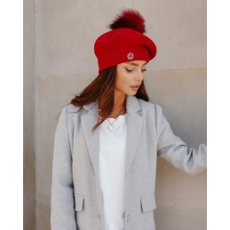 Beret damski z pomponem LGK120
