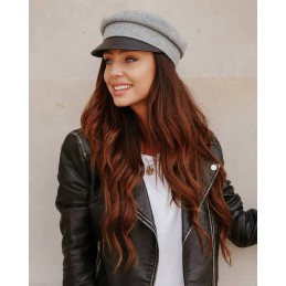 Kaszkiet z daszkiem z ekoskórą LGK121