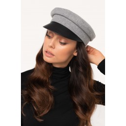 Kaszkiet z daszkiem z ekoskórą LGK121