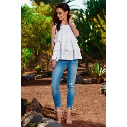 Modna bluzka z potrójną falbaną L249