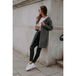 Klasyczny kardigan z kapturem LS300