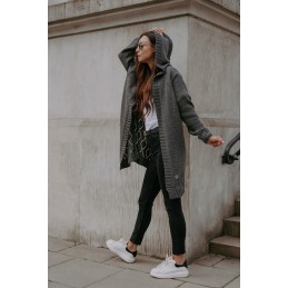 Klasyczny kardigan z kapturem LS300