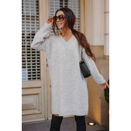 Swetrowa sukienka z dekoltem LS301