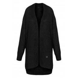 Długi oversizowy kardigan ze splotem LS302