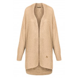 Długi oversizowy kardigan ze splotem LS302