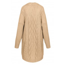 Długi oversizowy kardigan ze splotem LS302