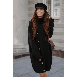 Swetrowa sukienka z golfem i guzikami LS304