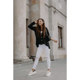 Sweter z guzikami i dłuższym tyłem LS307