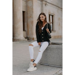 Sweter z guzikami i dłuższym tyłem LS307