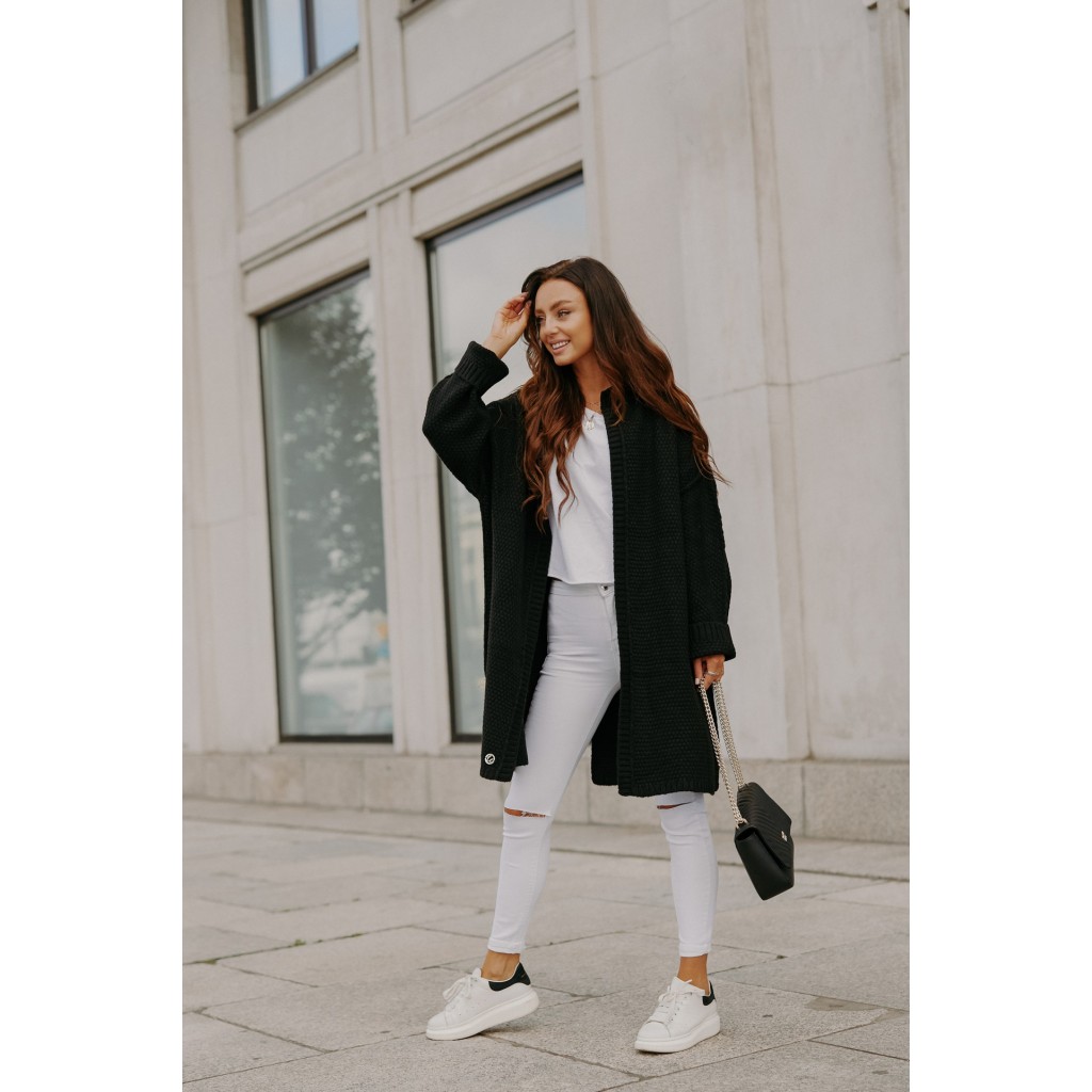 Oversizowy kardigan z przeszyciami LS310