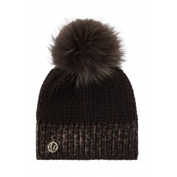 Czapka z pomponem w delikatną panterkę LGK125