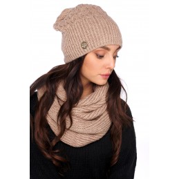 Czapka i komin modny komplet z wełną LC126