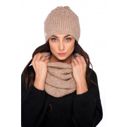 Czapka i komin modny komplet z wełną LC126